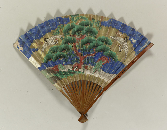 能扇「金地老松鶴亀模様」